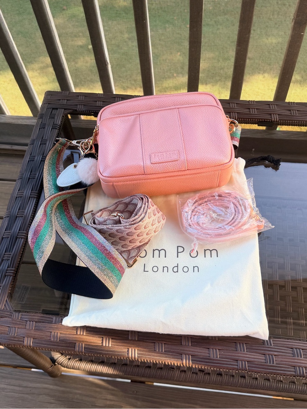 Pom Pom London Metallic Pink Original Plus Bag with 3 Straps - Picture 8 of 8